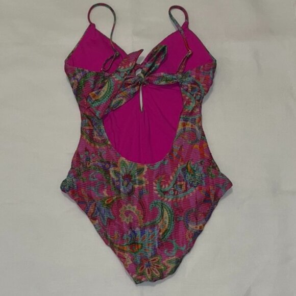 Becca Multi Color One Piece Swimsuit with Keyhole and Tying Back Size Medium - Picture 2 of 4